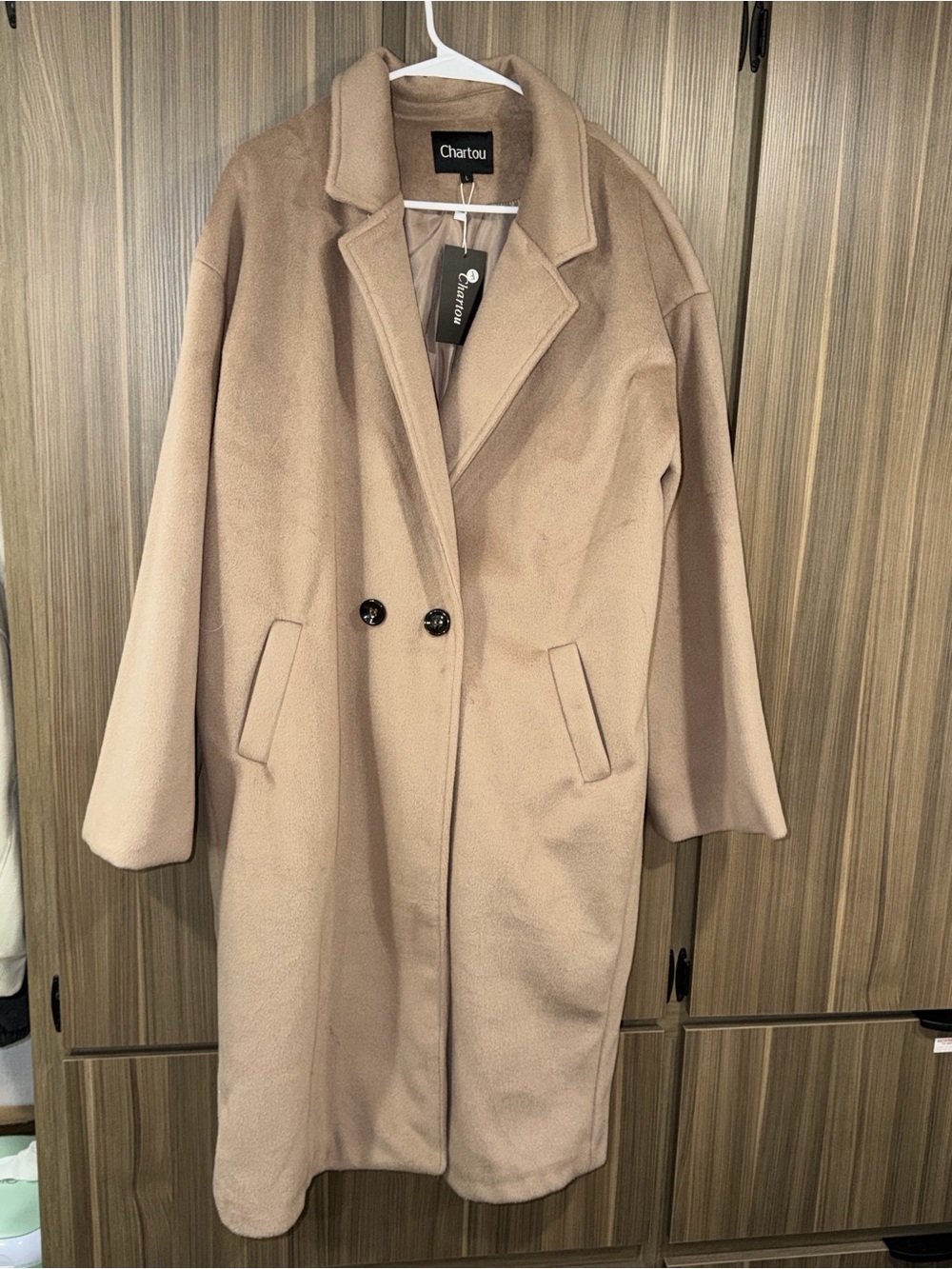 Women's Tan Wool-Blend Long Coat/petticoat